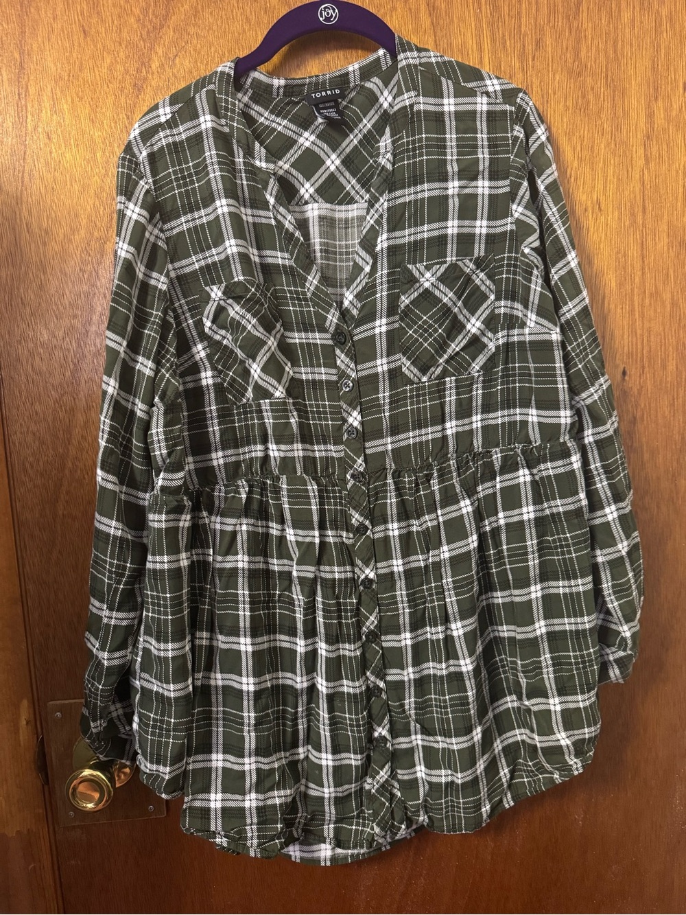 torrid Green & White Plaid Button Up